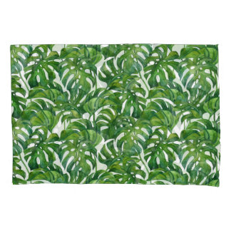 Green Monstera Leaves Tropical Seamless Pillowcase
