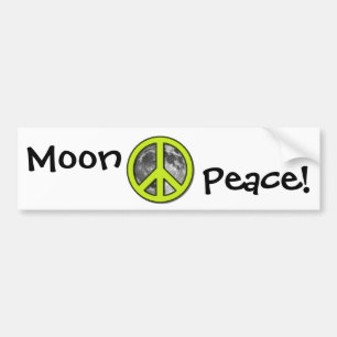 Green Moon Peace Sign Bumper Sticker