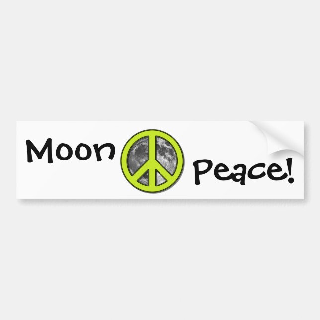 Green Moon Peace Sign Bumper Sticker (Front)