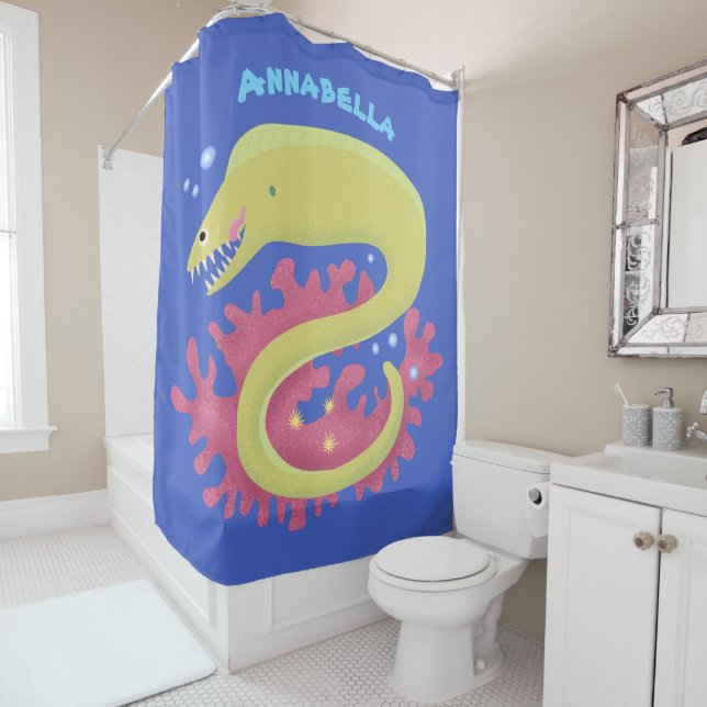 Green moray eel funny cartoon illustration (In Situ)