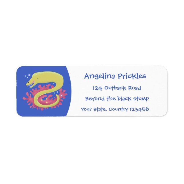 Green moray eel funny cartoon illustration (Front)