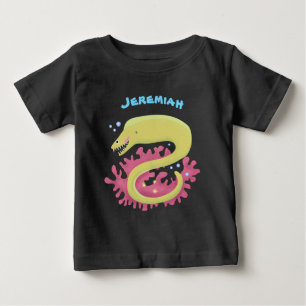Green moray eel funny cartoon illustration baby T-Shirt