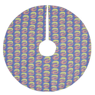 Green moray eel funny cartoon illustration brushed polyester tree skirt
