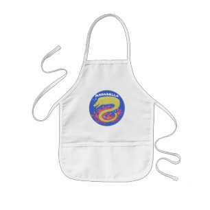 Green moray eel funny cartoon illustration kids apron