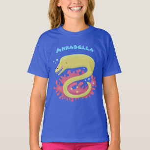 Green moray eel funny cartoon illustration T-Shirt