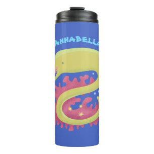 Green moray eel funny cartoon illustration thermal tumbler