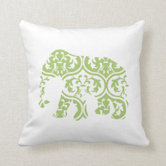 Green Moroccan Leaves Elephant Throw Pillow