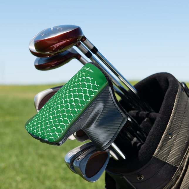 Green Moroccan Pattern Design Golf Head Cover (In Situ)