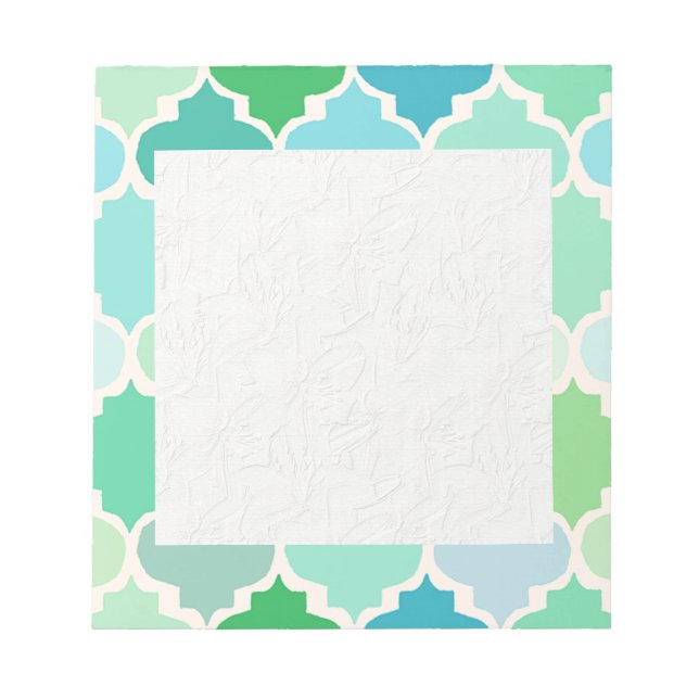 green, moroccan,quatrefoil,pattern,chic,girly,fun, notepad (Front)