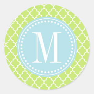 Green Moroccan Tiles Lattice Personalized Classic Round Sticker