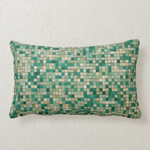 Green Mosaic Design Lumbar Pillow