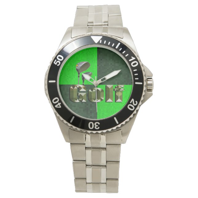 Green Mosaic Golf Clubs, Mens Wristwatch (Front)