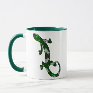 Green Mosaic Pattern Gecko Lizard Reptile Art Mug