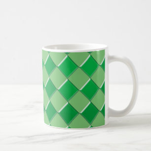 Green mosaic squares pattern coffee mug