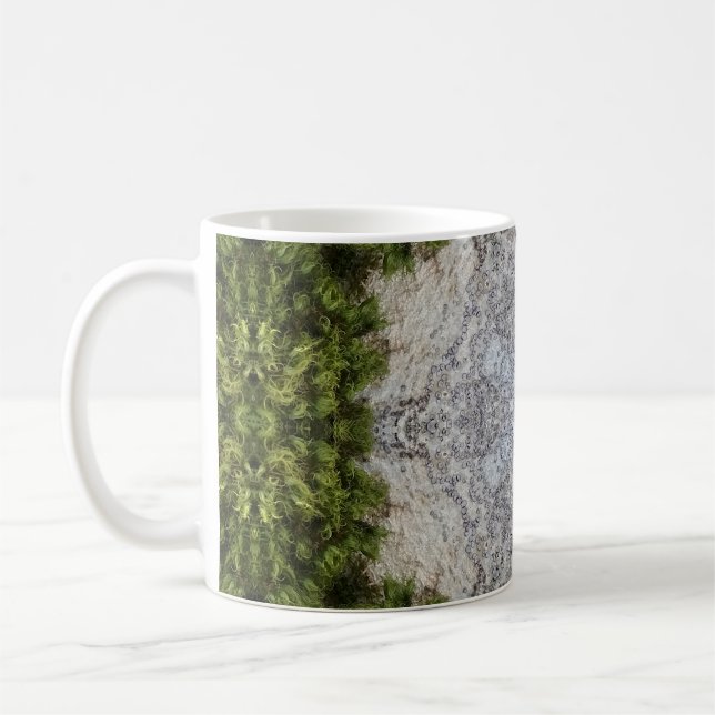 Green Moss & Earth Nature Art Coffee Mug (Left)