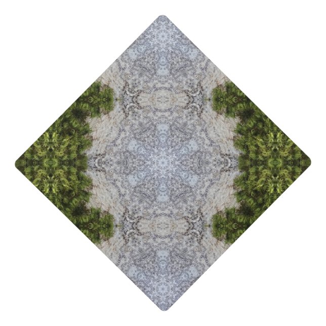 Green Moss & Earth Nature Art Graduation Cap Topper (Front)