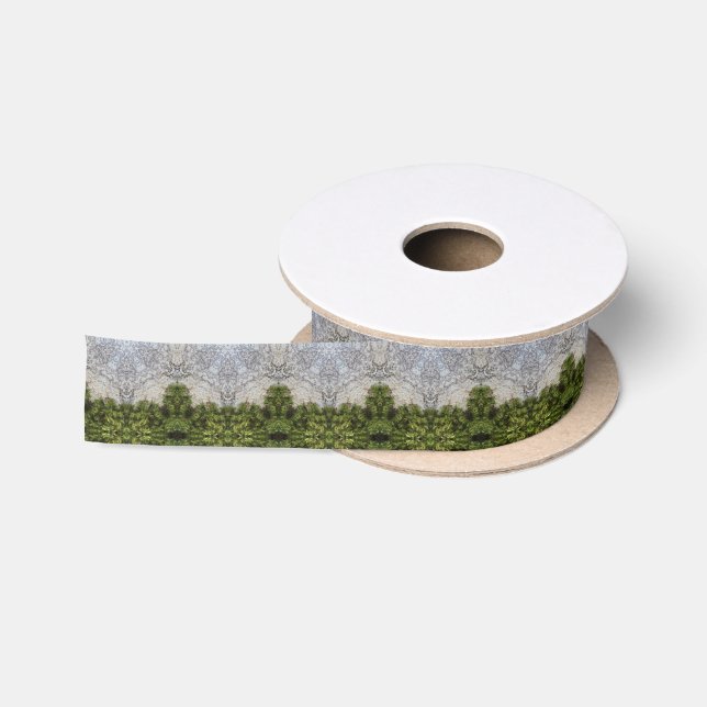 Green Moss & Earth Nature Art Satin Ribbon (Spool)