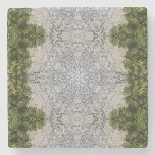 Green Moss & Earth Nature Art Stone Coaster (Front)