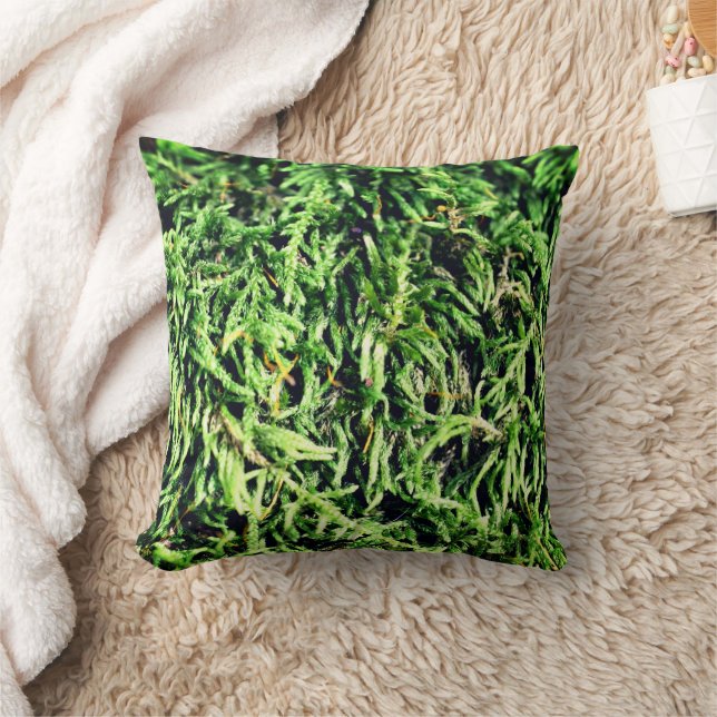 Green Moss Nature   Throw Pillow (Blanket)
