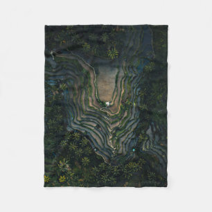 Green moss on black rock fleece blanket