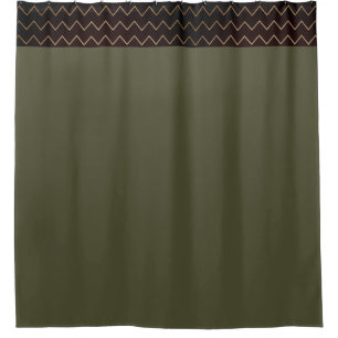 Green Moss with Geometric Top Shower Curtain