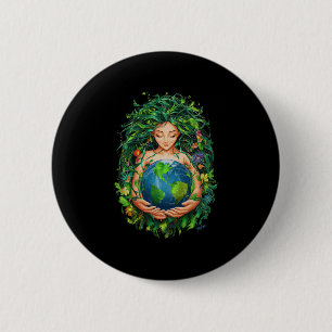 Green Mother Earth Day Gaia Save Our Planet Women 2 Inch Round Button
