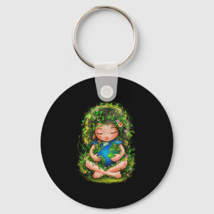 Green Mother Earth Day Gaia Save Our Planet Women  Keychain