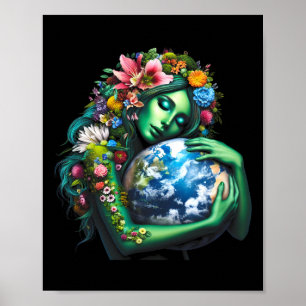 Green Mother Earth Day Gaia Save Our Planet Women Poster