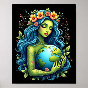 Green Mother Earth Day Gaia Save Our Planet Women Poster