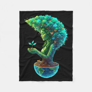 Green mother nature earth day 2026 earth mother fleece blanket