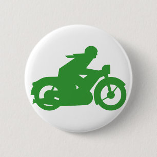 Green Motorbiker Sign 2 Inch Round Button