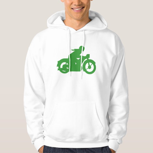 Green Motorbiker Sign Hoodie (Front)