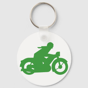 Green Motorbiker Sign Keychain