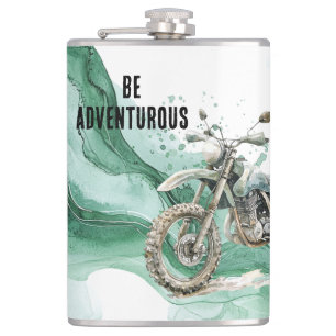 Green Motorcycle Adventure Hip Flask