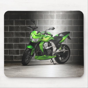 Green Motorcycle Mouse Pad