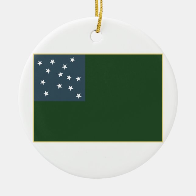 Green Mountain Boys and the Vermont Republic Flag Ceramic Ornament (Front)