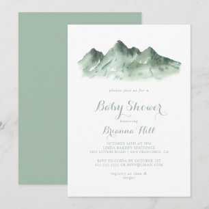 Green Mountain Country Calligraphy Baby Shower  Invitation