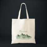 Green Mountain Country Calligraphy Bridesmaid  Tote Bag<br><div class="desc">This green mountain country calligraphy bridesmaid tote bag is the perfect wedding gift to present your bridesmaids and maid of honour for a rustic wedding. The design features a watercolor hand-painted green mountain,  inspiring a countryside theme.</div>