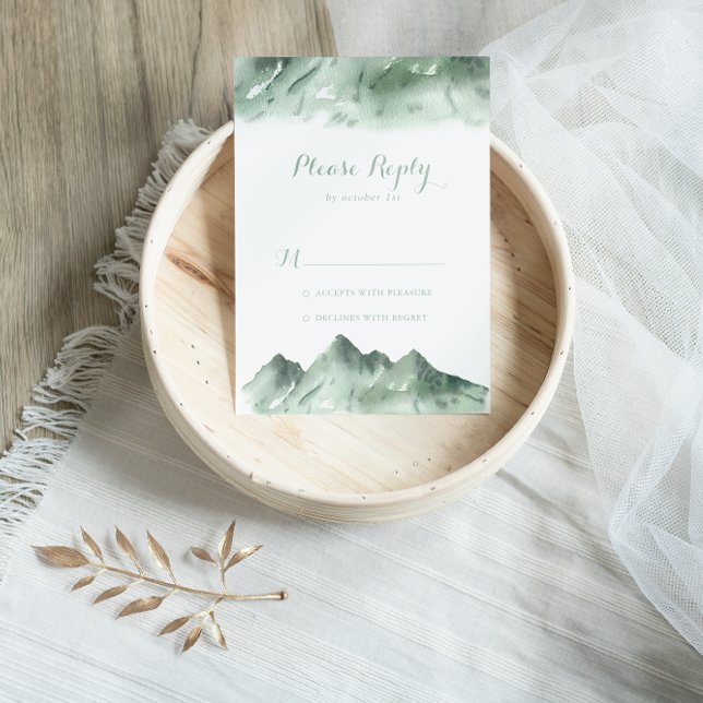 Green Mountain Country Calligraphy RSVP Card (Creator Uploaded)