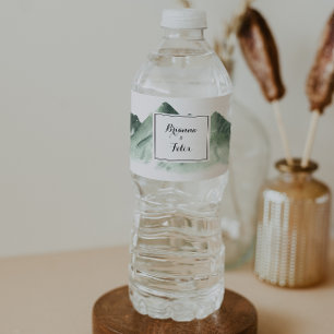 Green Mountain Country Calligraphy Wedding  Water Bottle Label