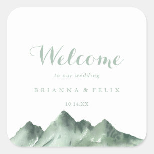 Green Mountain Country Wedding Welcome  Square Sticker