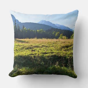 Green Mountain Meadow – Wild Nature Romania Throw Pillow