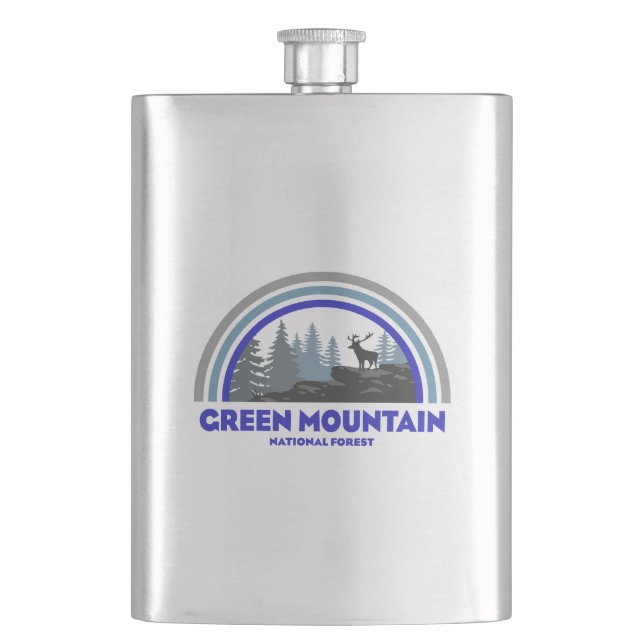 Green Mountain National Forest Rainbow Deer Hip Flask (Front)