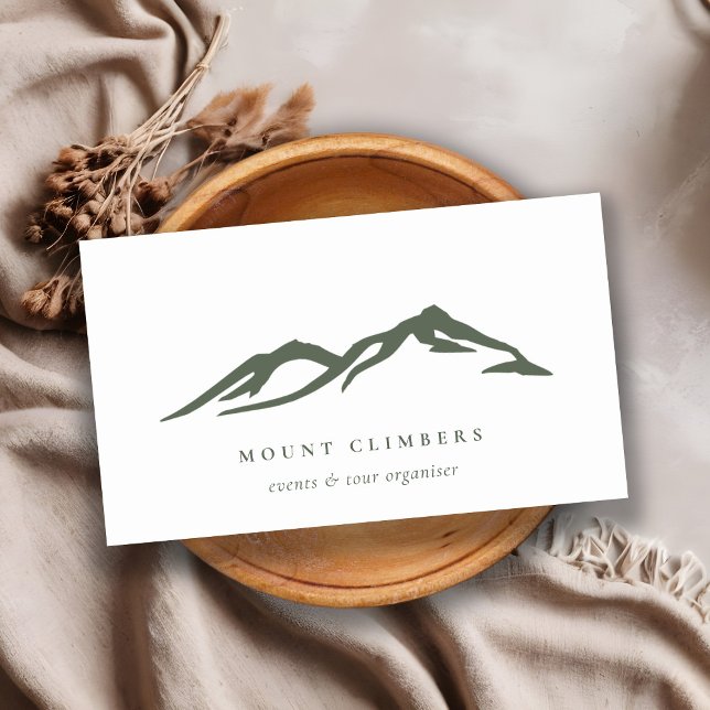 Green Mountain Sketch silhouette Climbing Camping Business Card (Creator Uploaded)