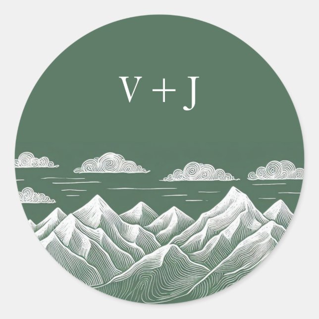 Green Mountain Wedding Classic Round Sticker (Front)