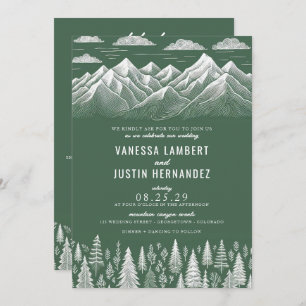 Green Mountain Wedding Invitation with Details