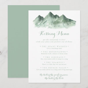 Green Mountain Wedding Kissing Menu Game Card