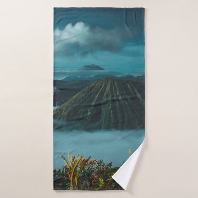 GREEN MOUNTAINS SURROUNDED BY WHITE CLOUDS BATH TOWEL (Bath Towel)