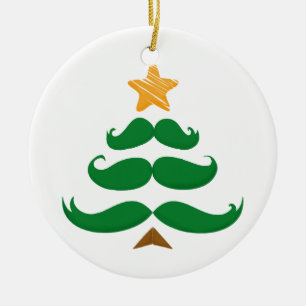 Green Moustache Tree Ceramic Ornament