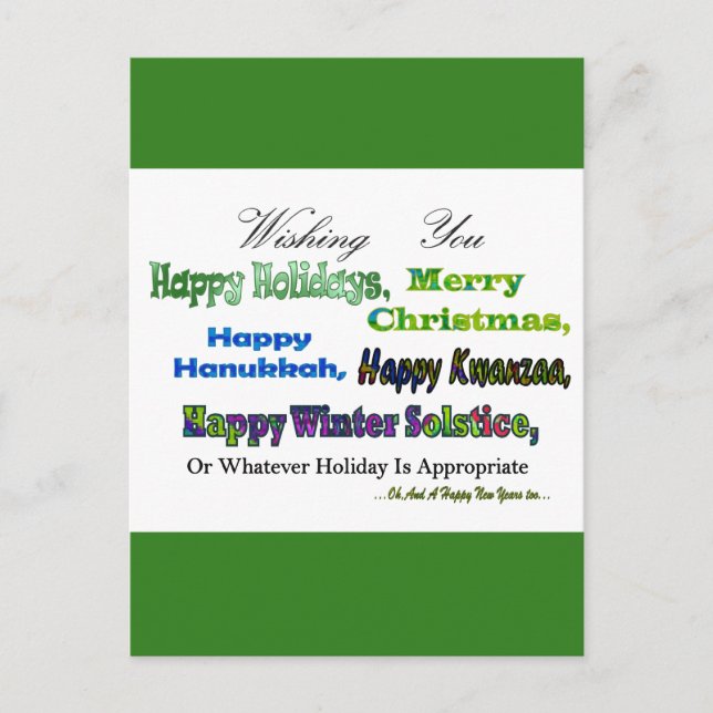 Green Multi holiday greetings Postcard (Front)